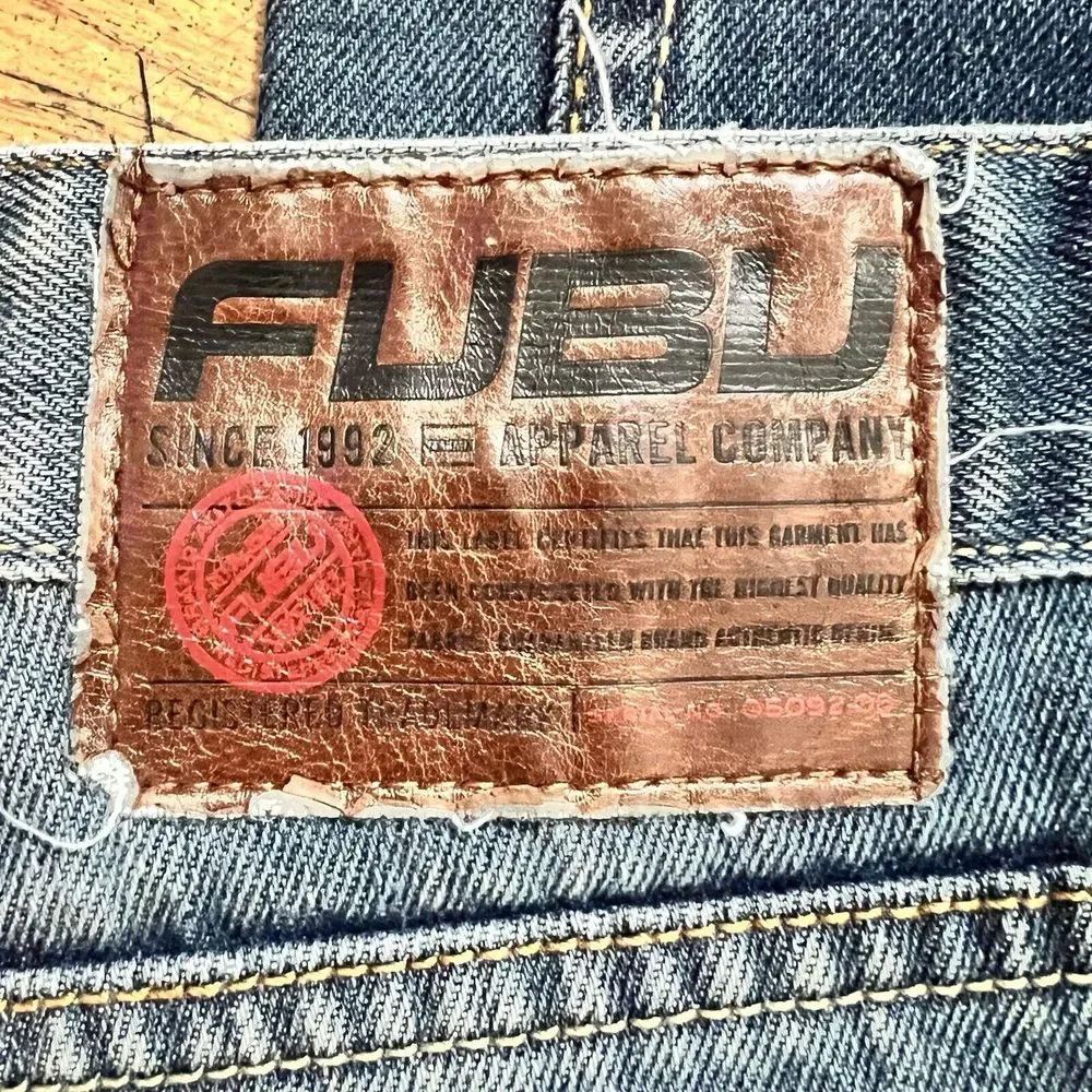 Vintage FUBU Jeans Mens 36x32 Black Baggy Carpenter Fat Albert Platinum 36 Y2K